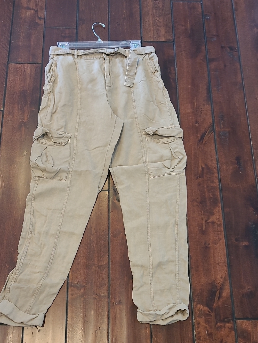 Nicole Miller Beige Cargo Pants with Belt Size M - Picture 3 of 7
